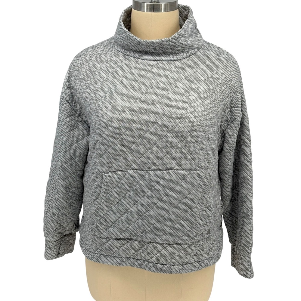 Jones New‎ York Sport Quilted Pullover Grey Herringbone Funnel Neck 3X